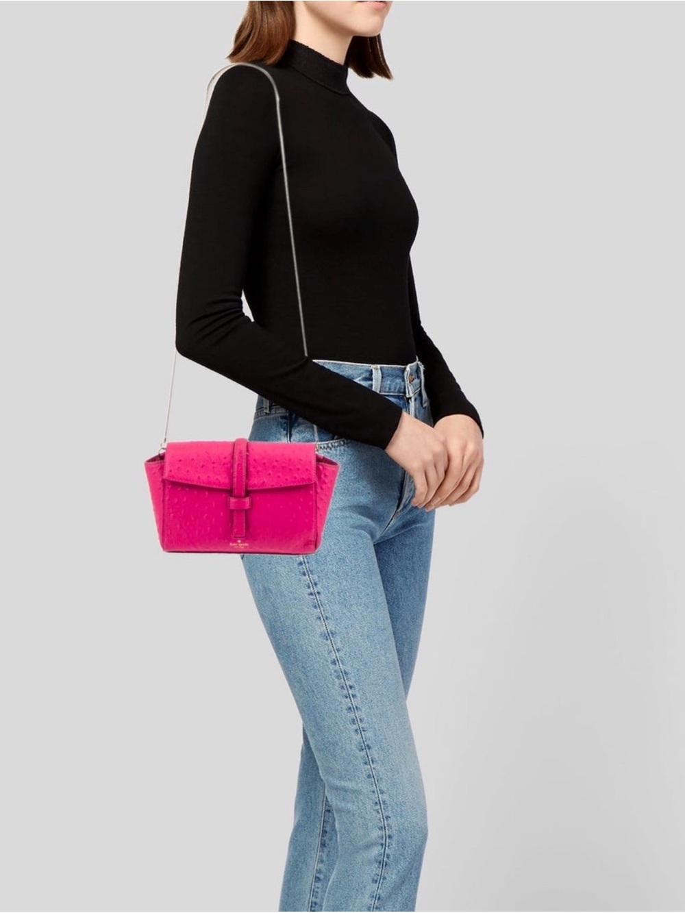 Kate Spade Hot Pink Textured Crossbody with Gold Chain - Picture 2 of 12